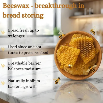 Peachlife™ 100% Beeswax Bread Storage Bag - Keep Your Bread Fresh Up to 3× Longer - Naturally