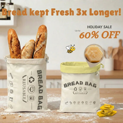 Peachlife™ 100% Beeswax Bread Storage Bag - Keep Your Bread Fresh Up to 3× Longer - Naturally