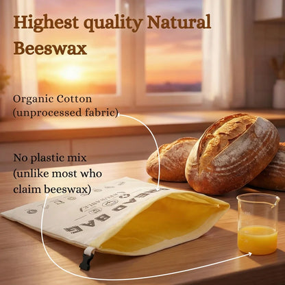 Peachlife™ 100% Beeswax Bread Storage Bag - Keep Your Bread Fresh Up to 3× Longer - Naturally