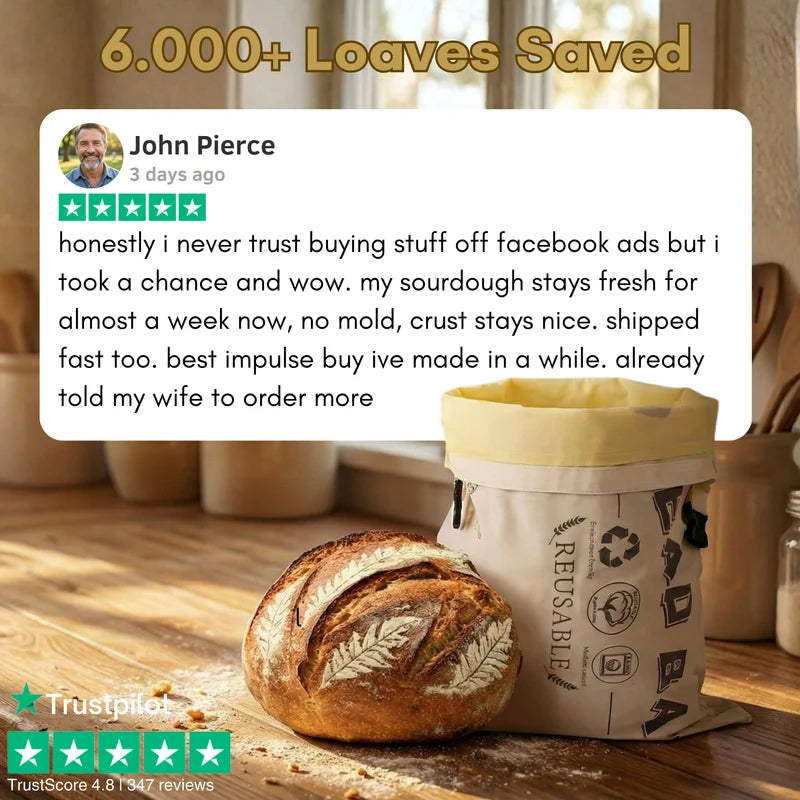 Peachlife™ 100% Beeswax Bread Storage Bag - Keep Your Bread Fresh Up to 3× Longer - Naturally