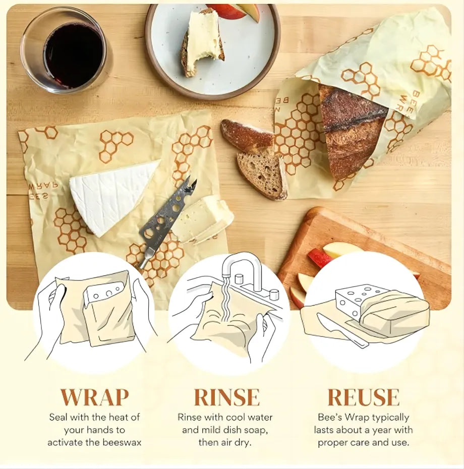Peachlife™ 100% Beeswax Bread Storage Bag - Keep Your Bread Fresh Up to 3× Longer - Naturally