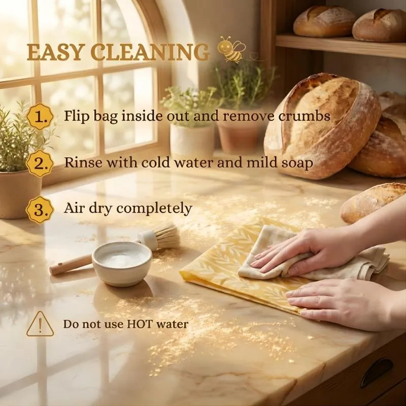 Peachlife™ 100% Beeswax Bread Storage Bag - Keep Your Bread Fresh Up to 3× Longer - Naturally